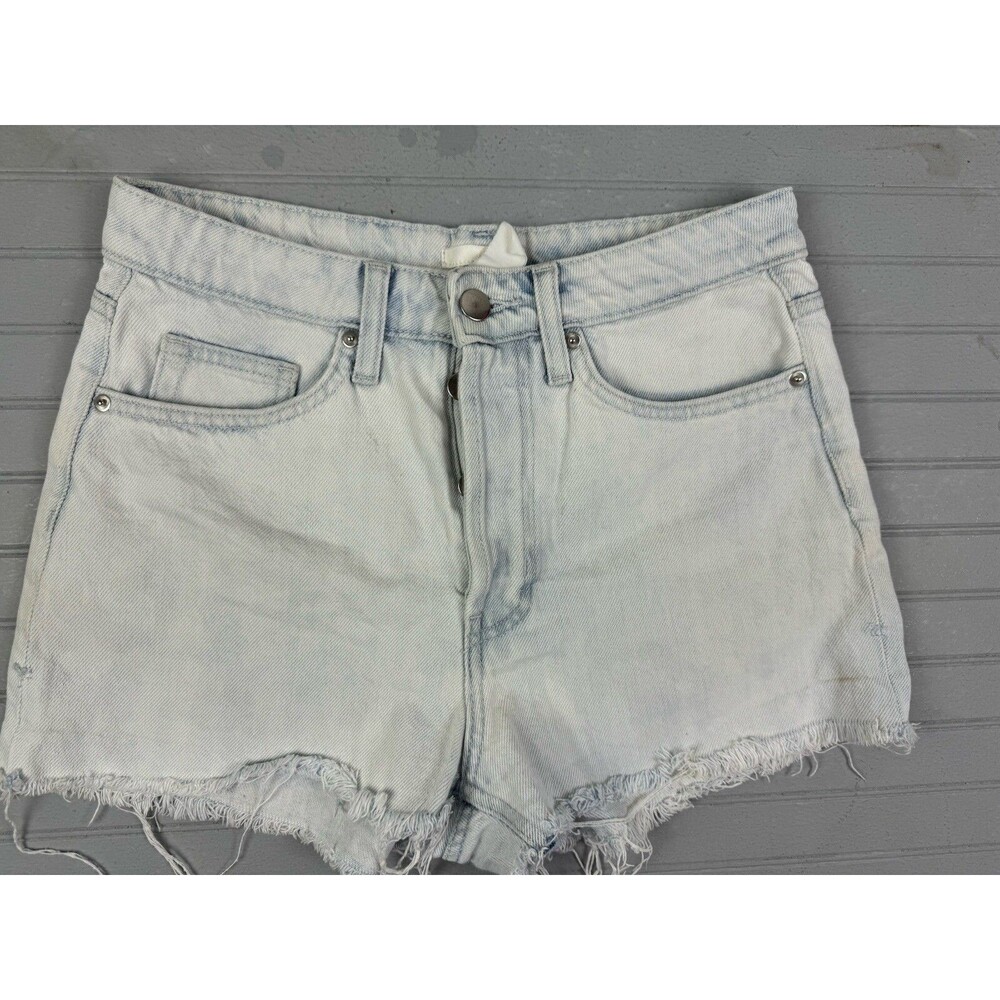H&M Size 6 Womens Shorts Cut Off High Rise Button Fly Cotton Light Wash